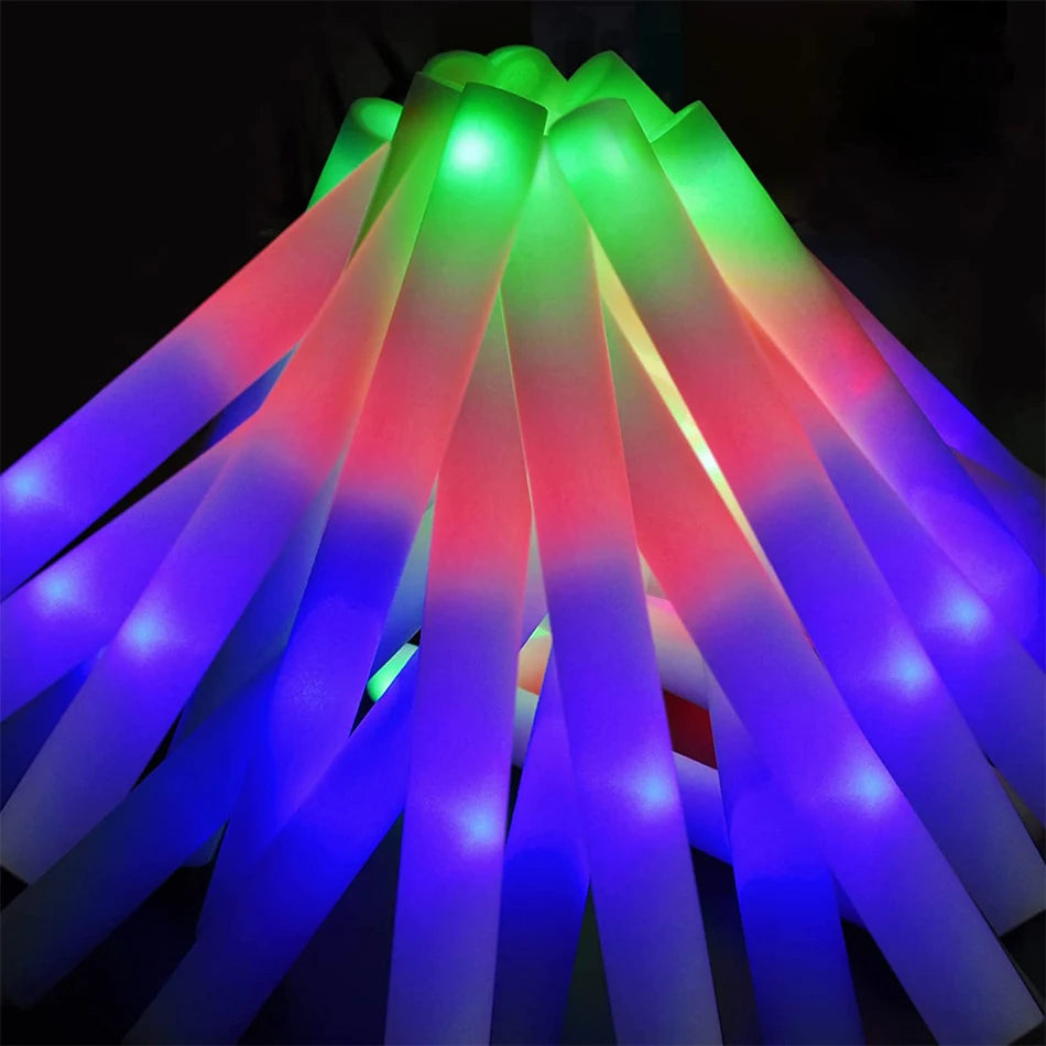 15/25/35/105 Pcs LED Foam Glow Sticks Bulk Colorful RGB Light Up Sticks Glow in The Dark Party Supplies for Wedding Birthday