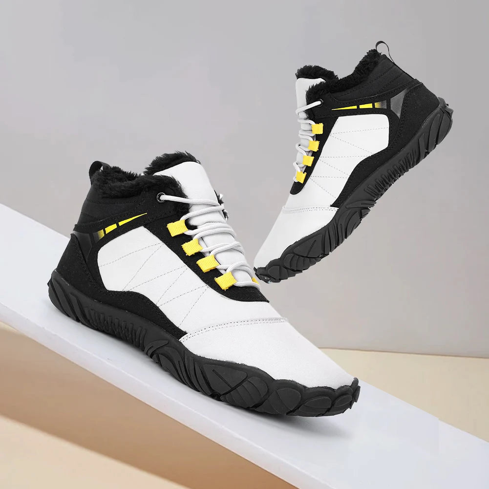 Winter Plush Boots Barefoot Snow Boots Non Slip Wide Toe Box Barefoot Shoes Waterproof Outdoor Trekking Shoes for Hiking Walking