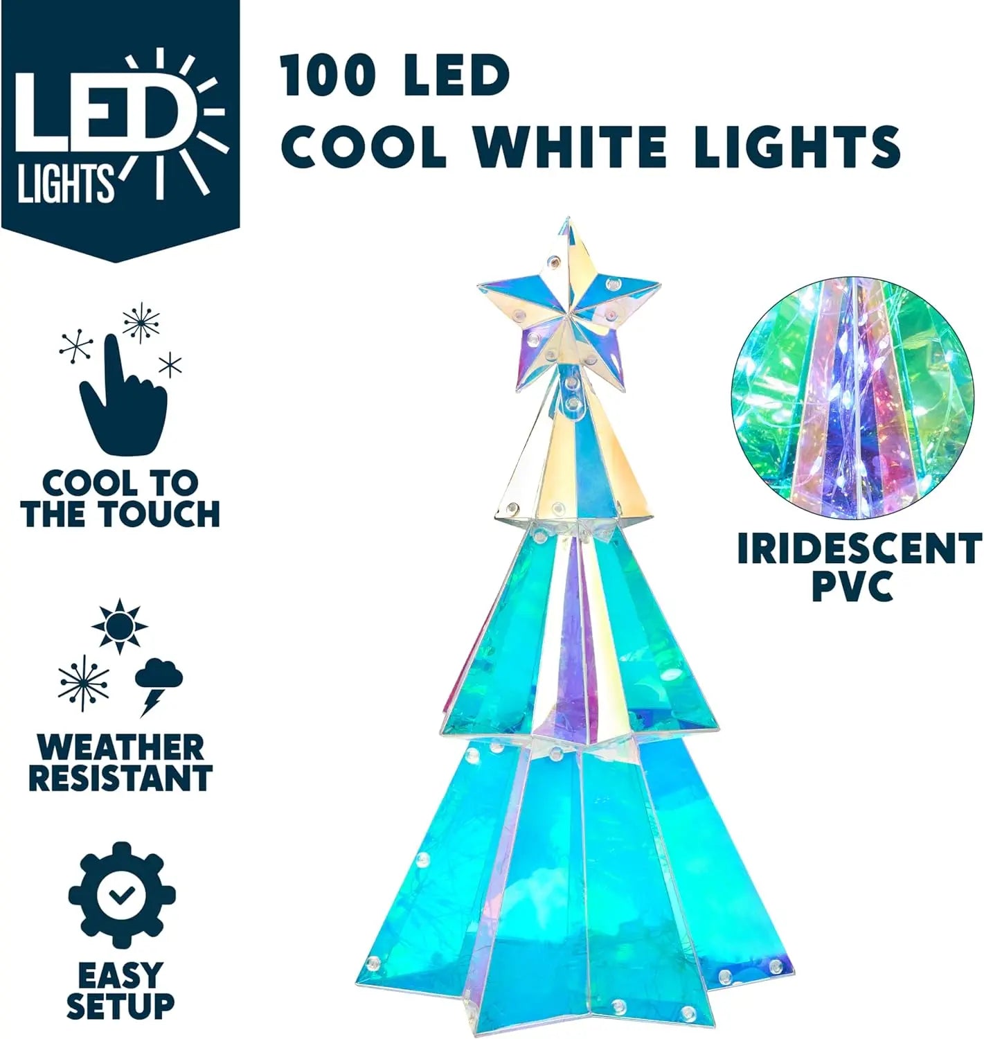 JOYFY15 in Prismatic Iridescent Christmas Tree Light Decorations Prismatic Christmas100 LEDLights for Christmas Eve Night Décor
