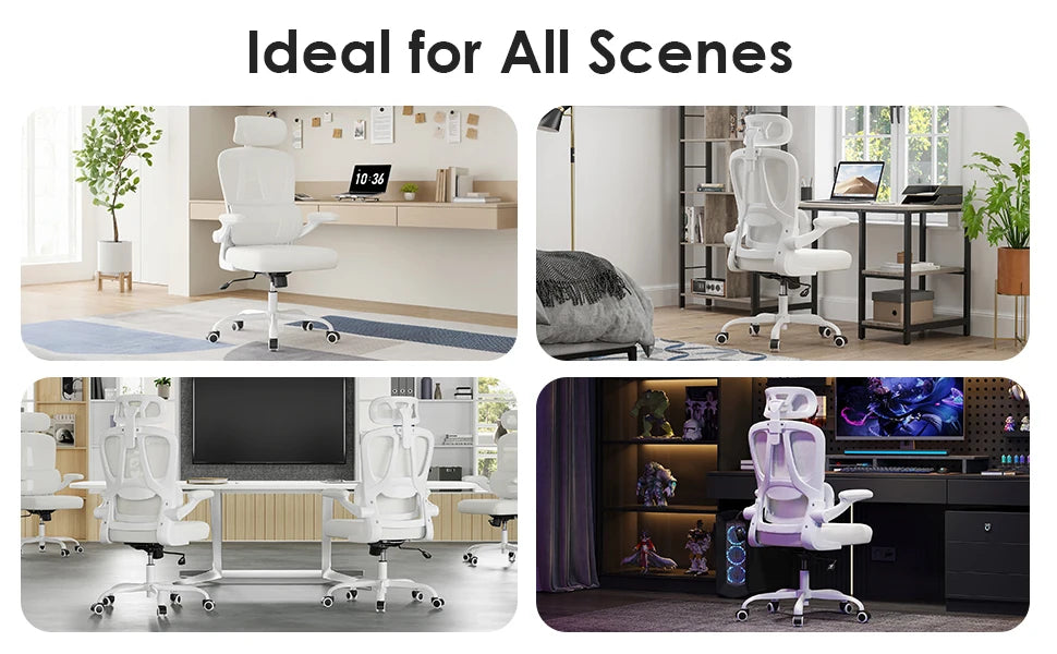 Ergonomic Office Chair, Desk Chair with Headrest and Lumbar Support, High Back Swivel Home Office Chair