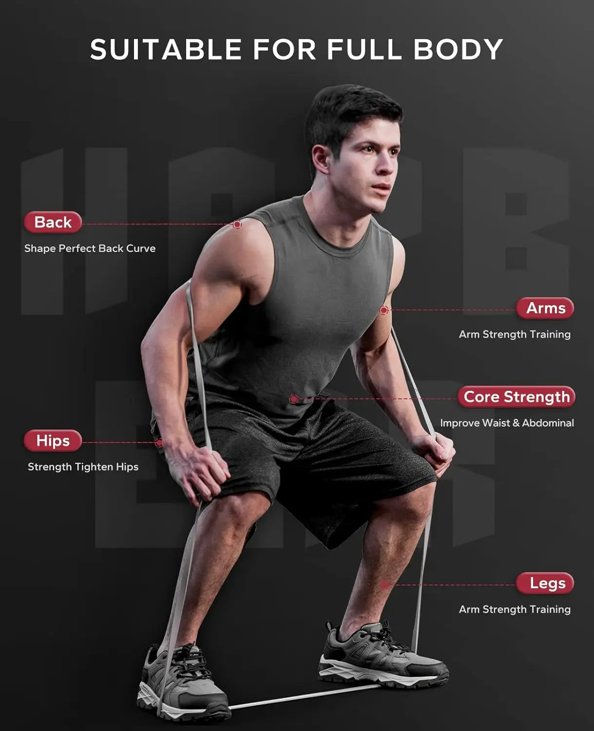 5-Piece Pull Up Assistance Bands Set with Door Anchor - Varying Resistance Levels for Full Body Workout