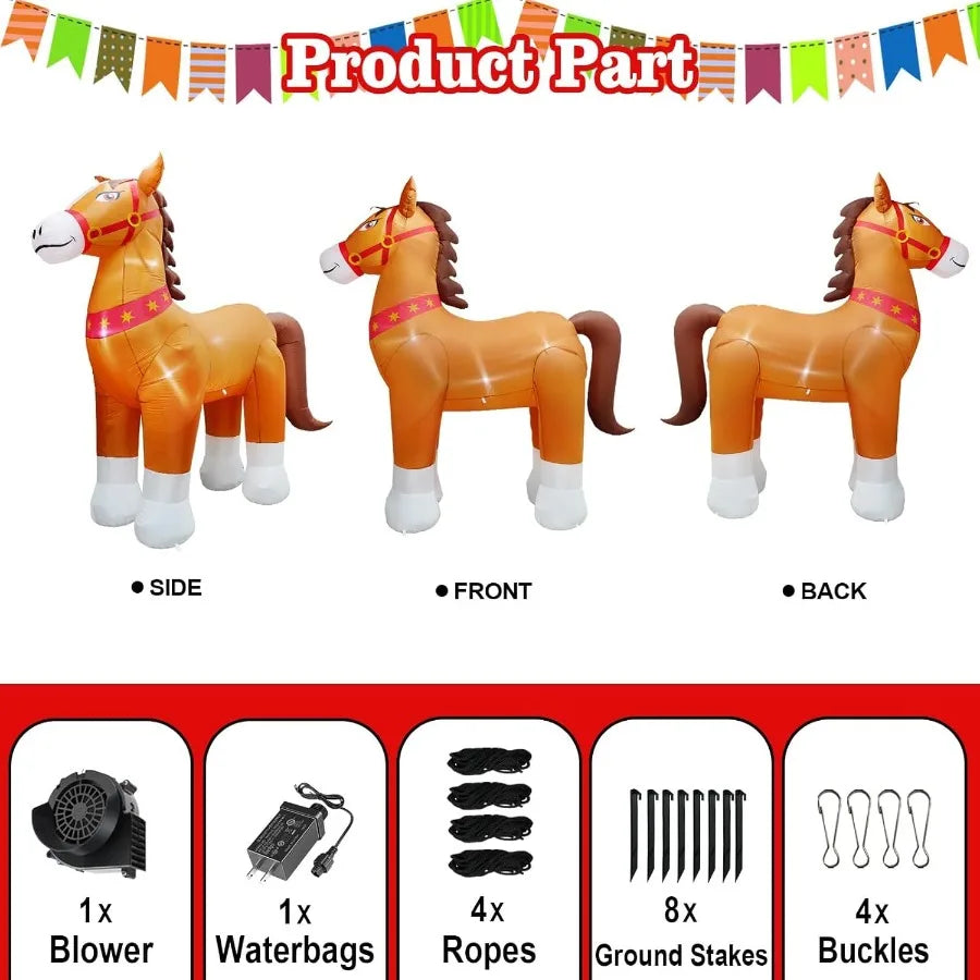 Giant 9FT Tall Clydesdale Horse Inflatables Christmas Farm Spring Blow up Animals Outdoor Decoration Built-in 5 LED Lights for