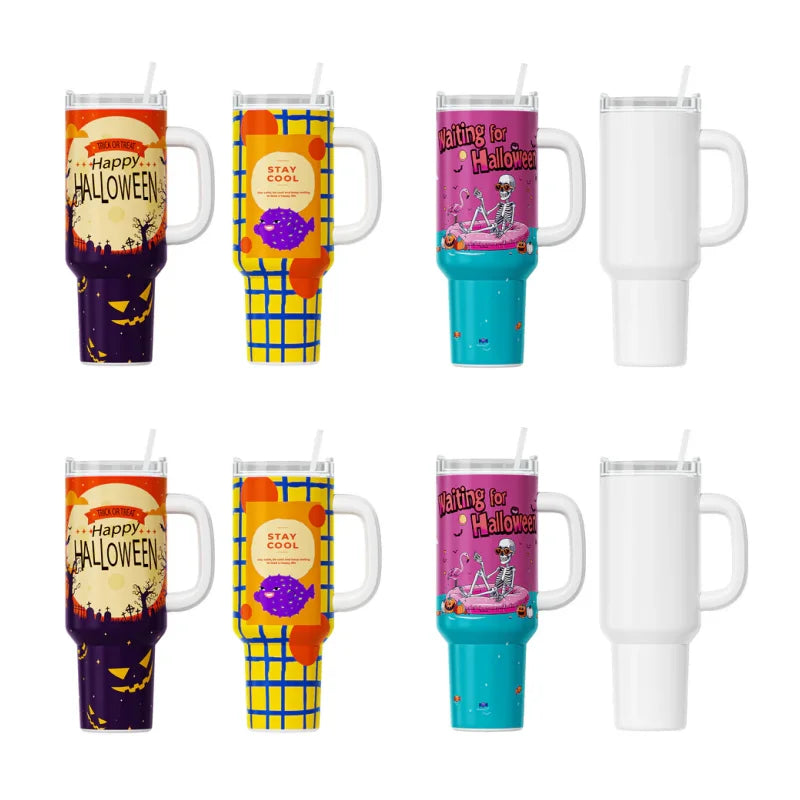 HTVRONT 8 Pack Sublimation Tumblers 40oz with Handle and Straw Lid Blanks Stainless Steel Insulated Large Tumbler Bulk Coffee