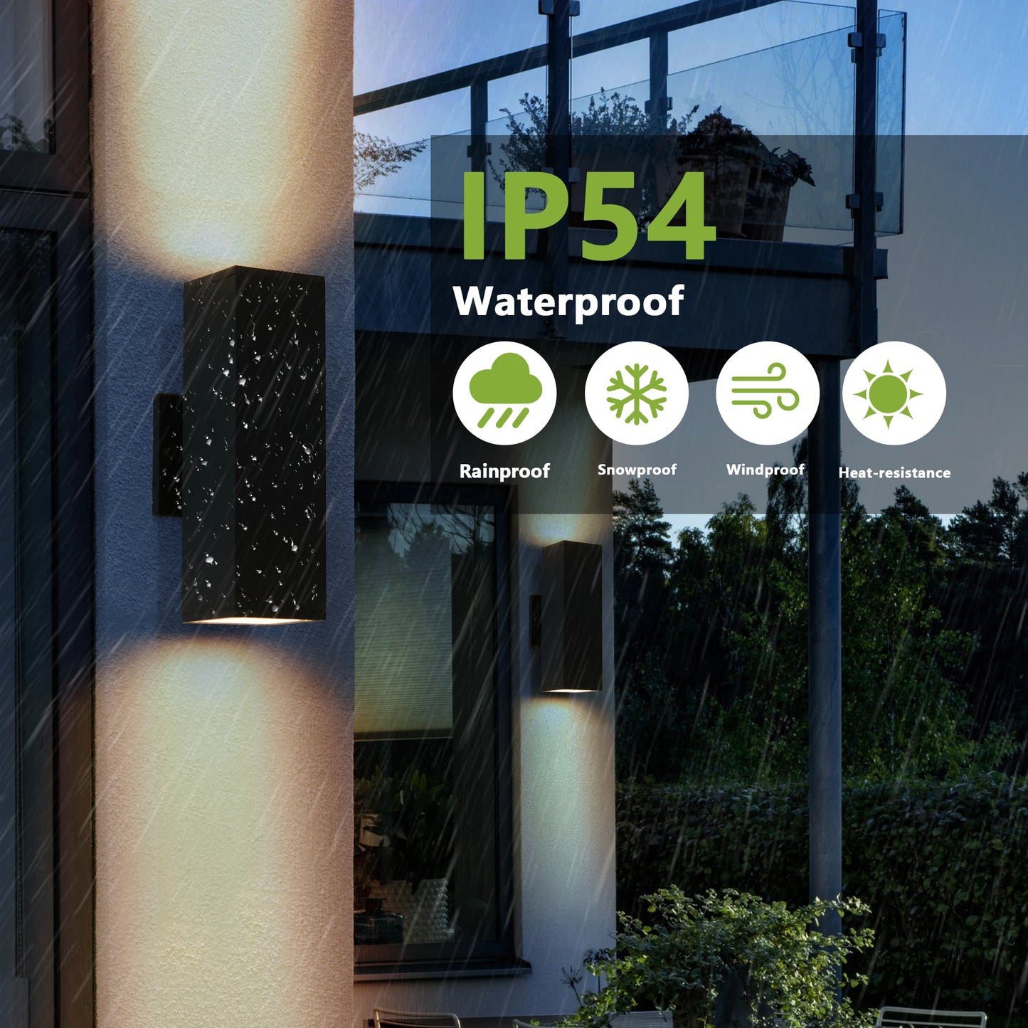 2-Pack Outdoor Wall Light IP65 Waterproof Up & Down GU10 Bulb Wall Sconce Black Aluminum Exterior Light （Stock in USA ）