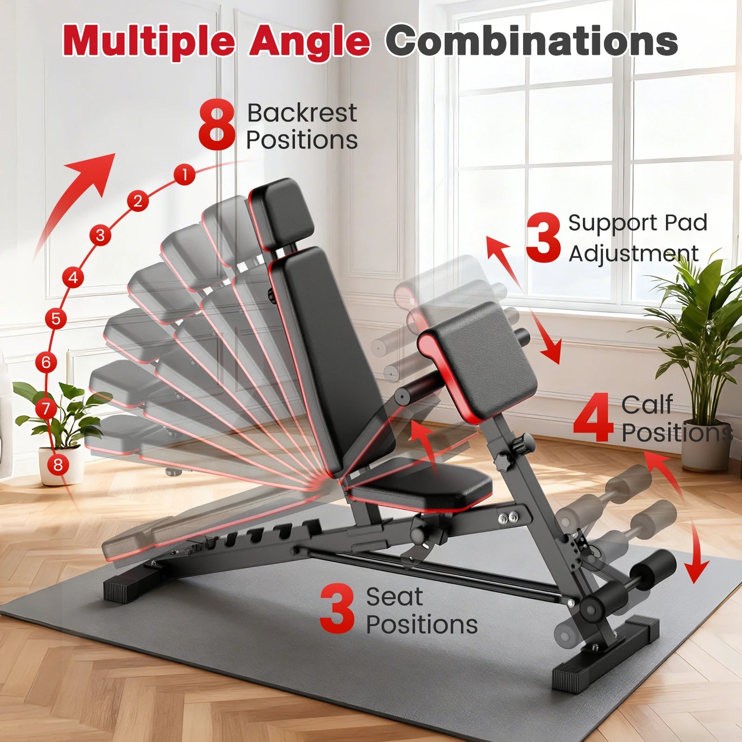 Dumbbell Bench Roman Chair Adjustable Foldable Training Weight Bench Weightlifting Exercise Abdominal Waist Fitness for Home Gym