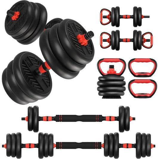 Adjustable Dumbbells,30lbs Free Weight Set with Connector, 4 in1 Dumbbells Set Used as Barbell/Kettlebells/Push up Stand, Fitnes