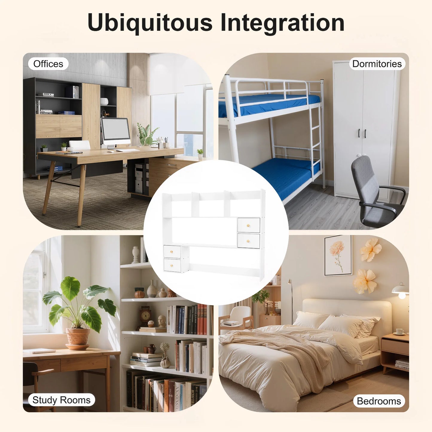 Desk Bookshelf White Desktop Storage Rack 4 Cabinet Mdf Book Magazine Document Holder Office Dormitory Organizer