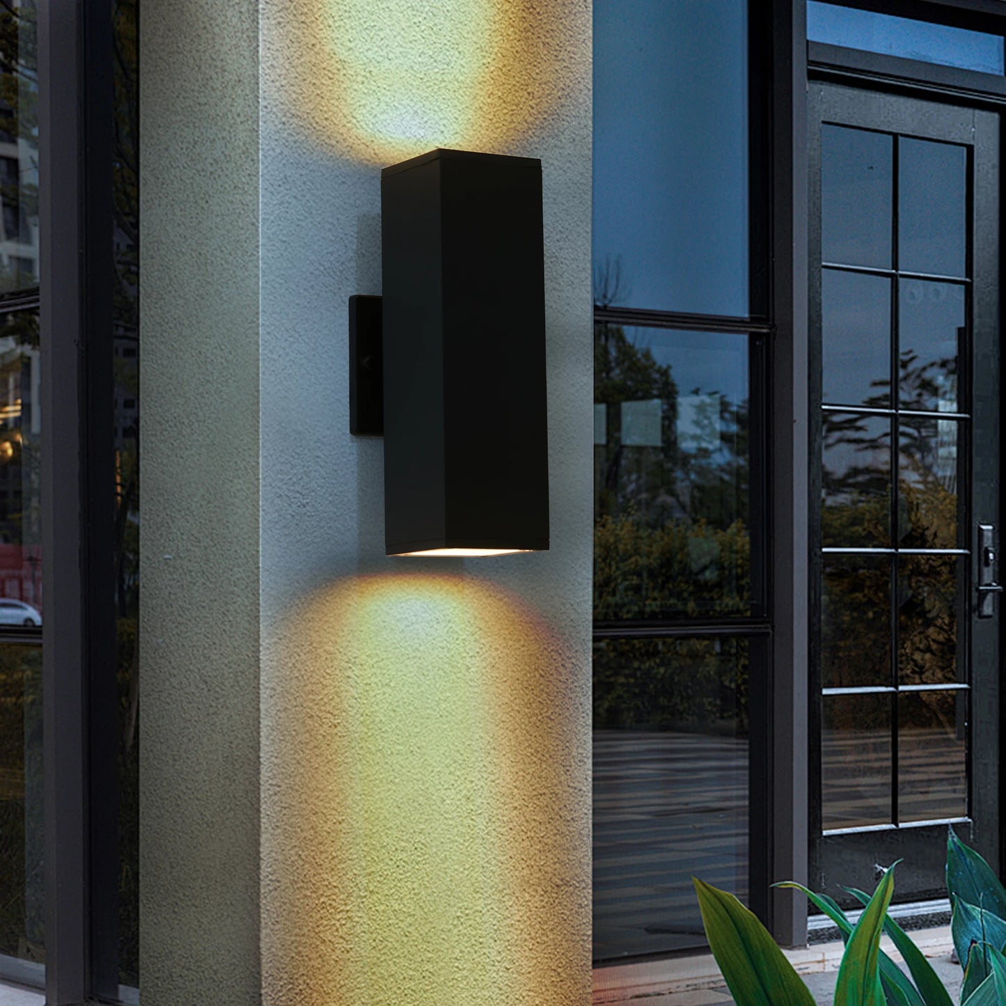 2-Pack Outdoor Wall Light IP65 Waterproof Up & Down GU10 Bulb Wall Sconce Black Aluminum Exterior Light （Stock in USA ）