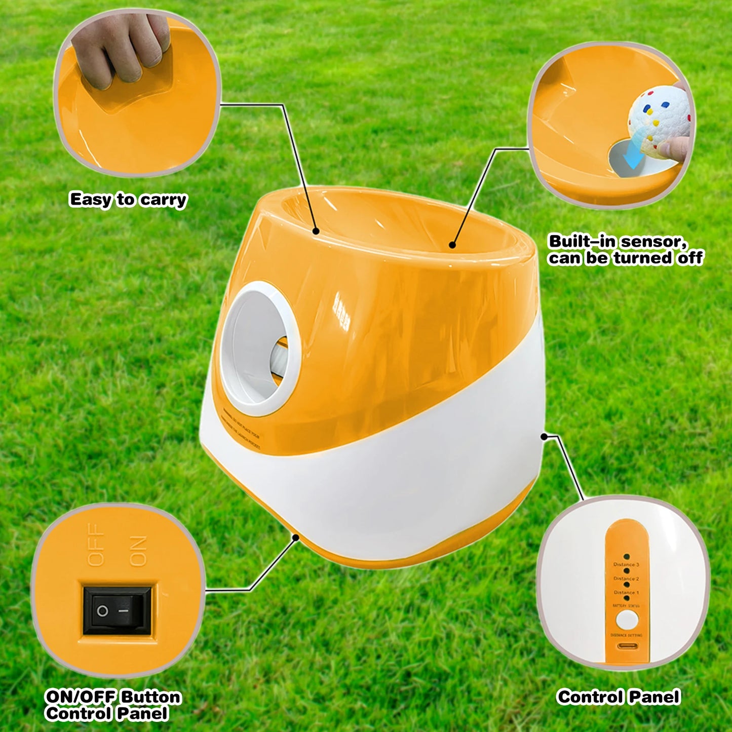 Dog Ball Thrower Launcher with 3 Tennis Balls Automatic Dog Ball Launcher with 3 Distance Ball Thrower Machine for Small Dogs