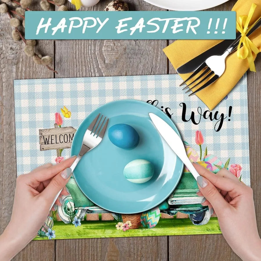 Easter Placemats Set of 4 Easter Placemats 12x18 Ih for Dining Table By Rabbit Place Mats Farmhouse Table Decor Rustic Table Ma