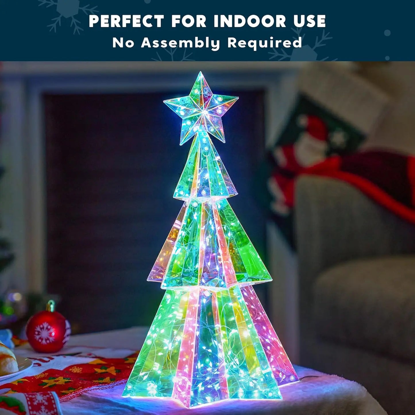 JOYFY15 in Prismatic Iridescent Christmas Tree Light Decorations Prismatic Christmas100 LEDLights for Christmas Eve Night Décor