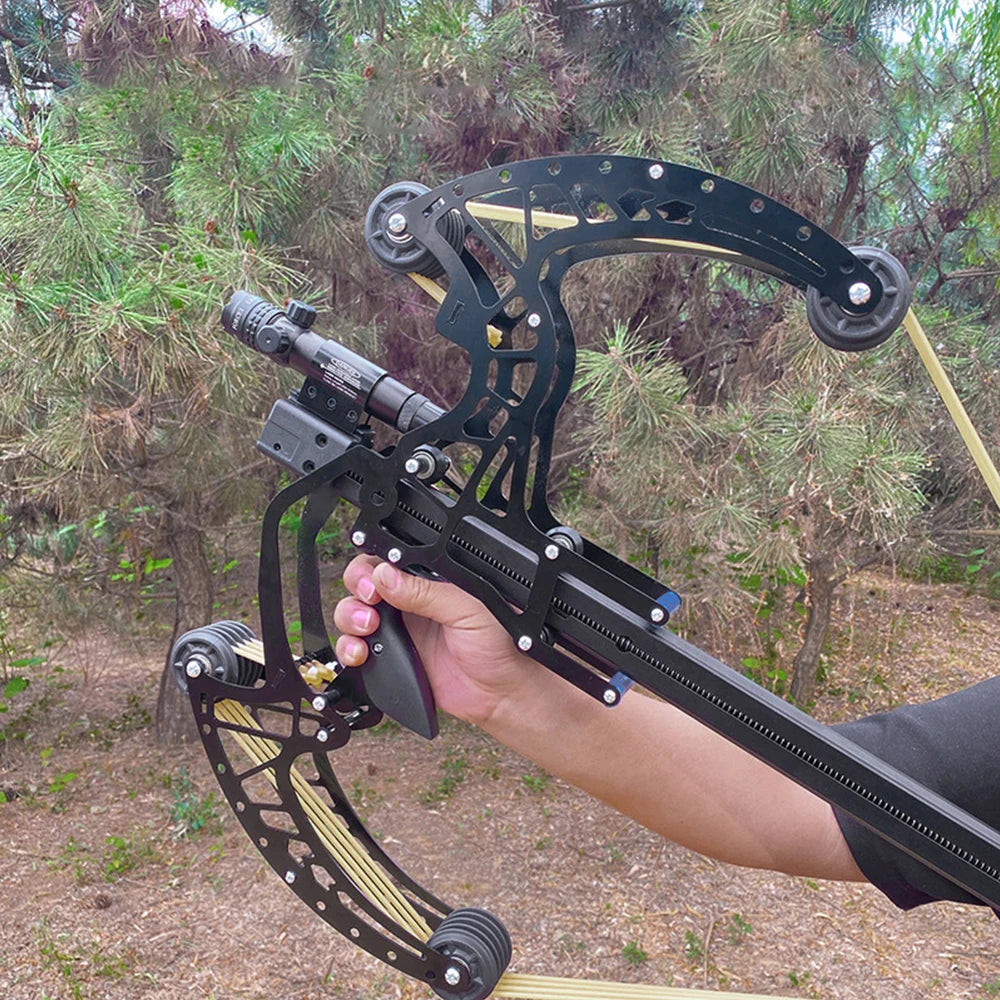 New all-metal 50-round compound bow and arrow compound slingshot steel ball double outdoor high-precision Green light bow