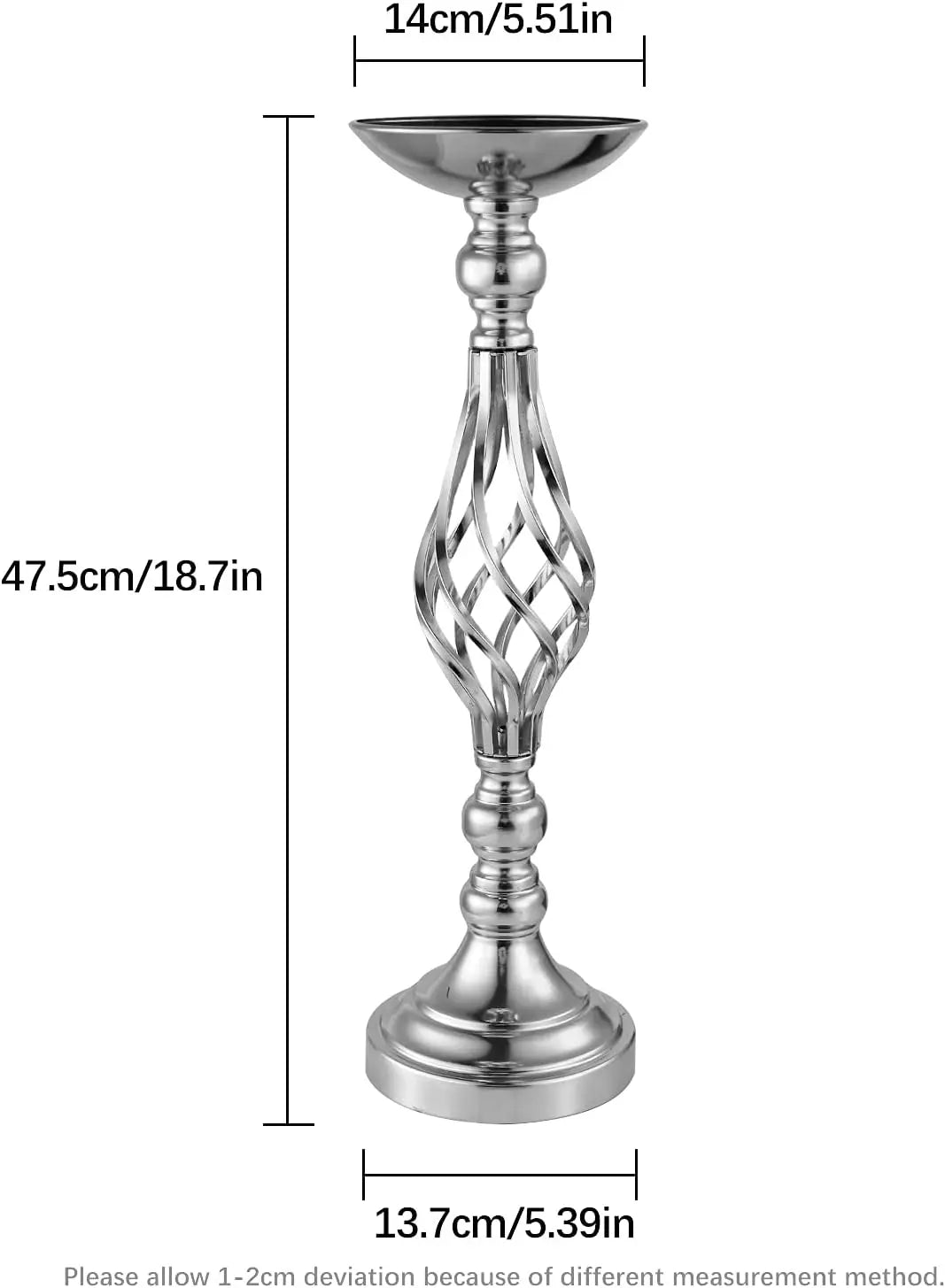 6pcs Silver Metal Flower Vases18.7Inches Wedding Vases Centerpieces for Tables Flower Stand for Party,Birthday Flowers Vase