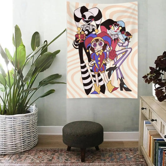 The A-Amazing Circus Cartoon Digital Tapestry, Home Decor, Funny Anime Wall Art Tapestries Backgrounds For Living Room,Dormitory