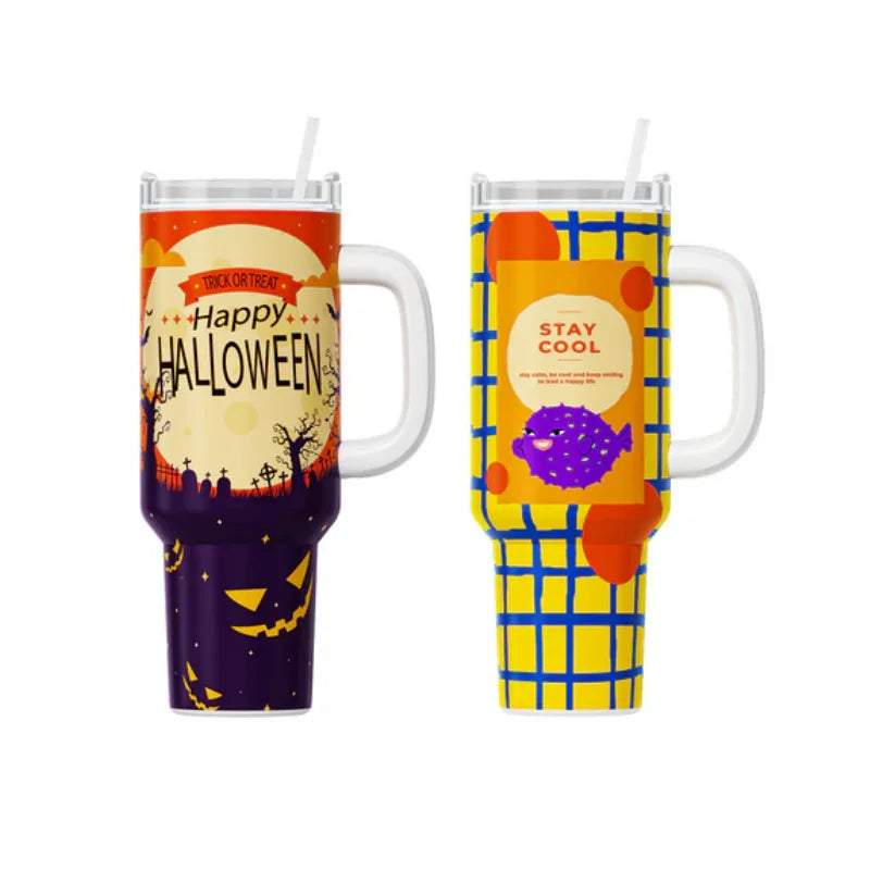 HTVRONT 8 Pack Sublimation Tumblers 40oz with Handle and Straw Lid Blanks Stainless Steel Insulated Large Tumbler Bulk Coffee