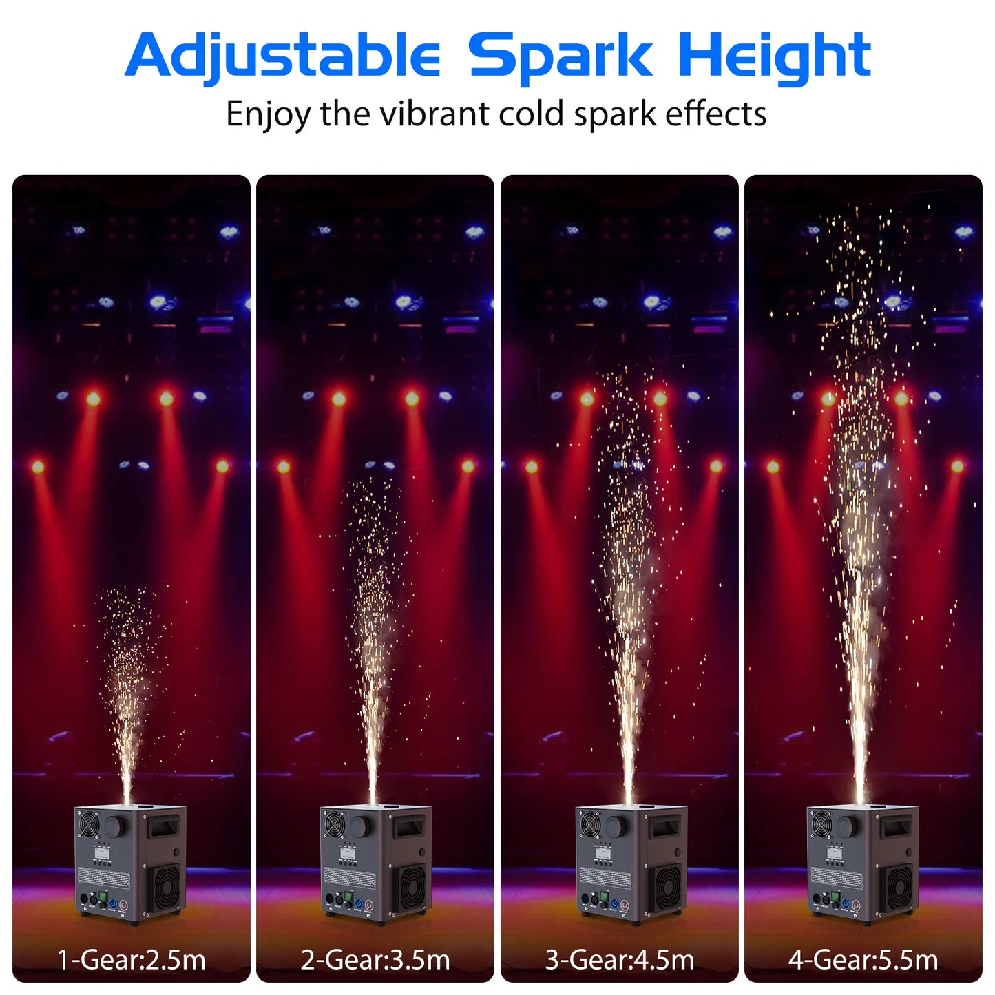 U'King 800W Cold Spark Machine DMX Control Cold Flame Sprayer Black Electronic Spark Machine for DJ Disco Party Stage Equipment