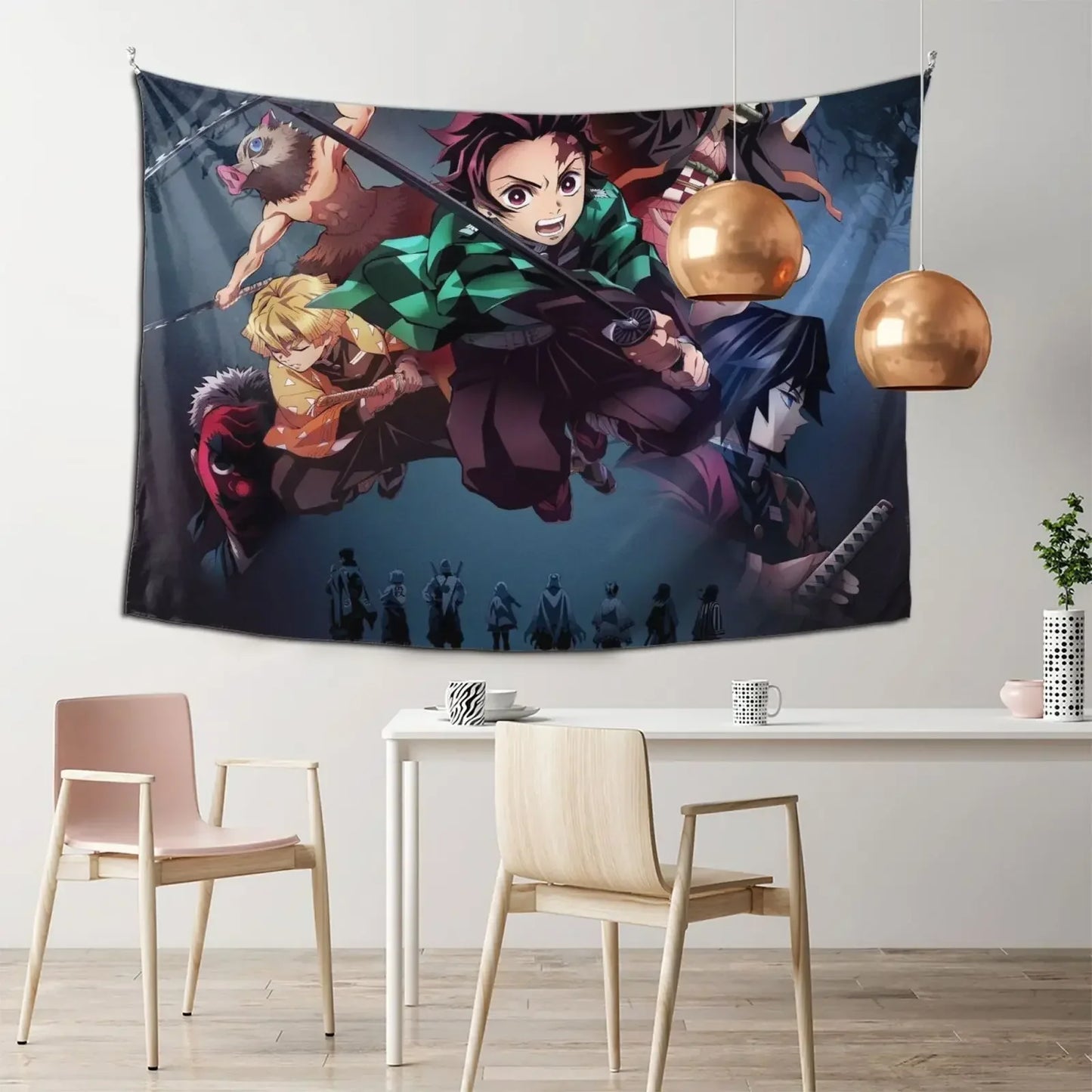 De mon Anime Slayer Wall Tapestries, Cartoon Figure Theme Poster Backgrounds, Wall Art Tapestry Home Decor For Dorm Living Room