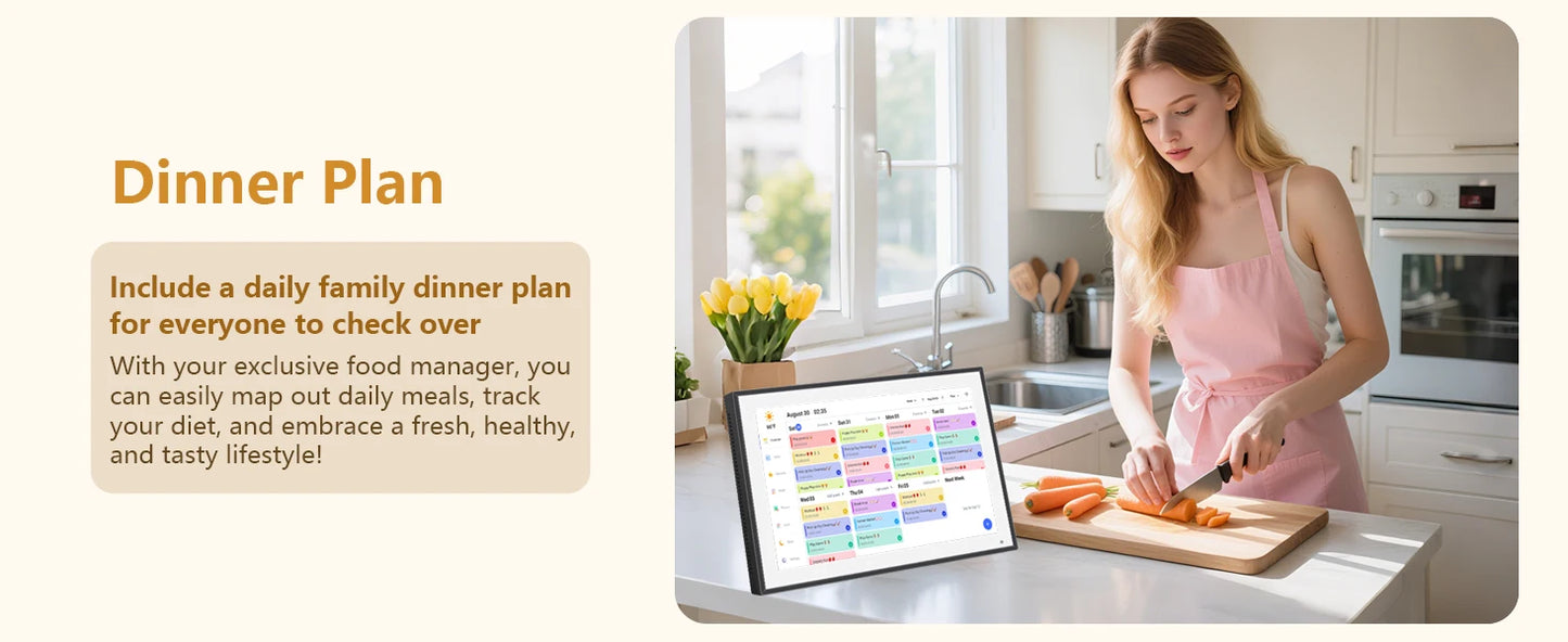 10.1 inch Digital Calendar & Chore Chart,Smart Touchscreen Interactive Display for Family Schedules, Wall & Desk Mountable