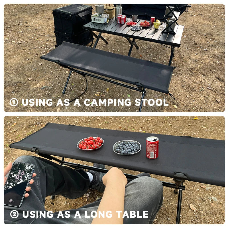 Outdoor Camping Double Folding Chair Portable Storage Bench Lightweight Reusable Picnic Seat Easy to Set up And Fold for Travel