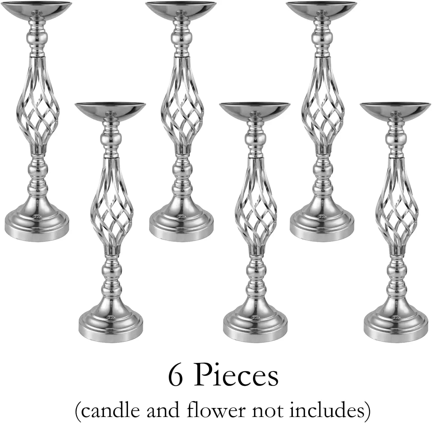 6pcs Silver Metal Flower Vases18.7Inches Wedding Vases Centerpieces for Tables Flower Stand for Party,Birthday Flowers Vase