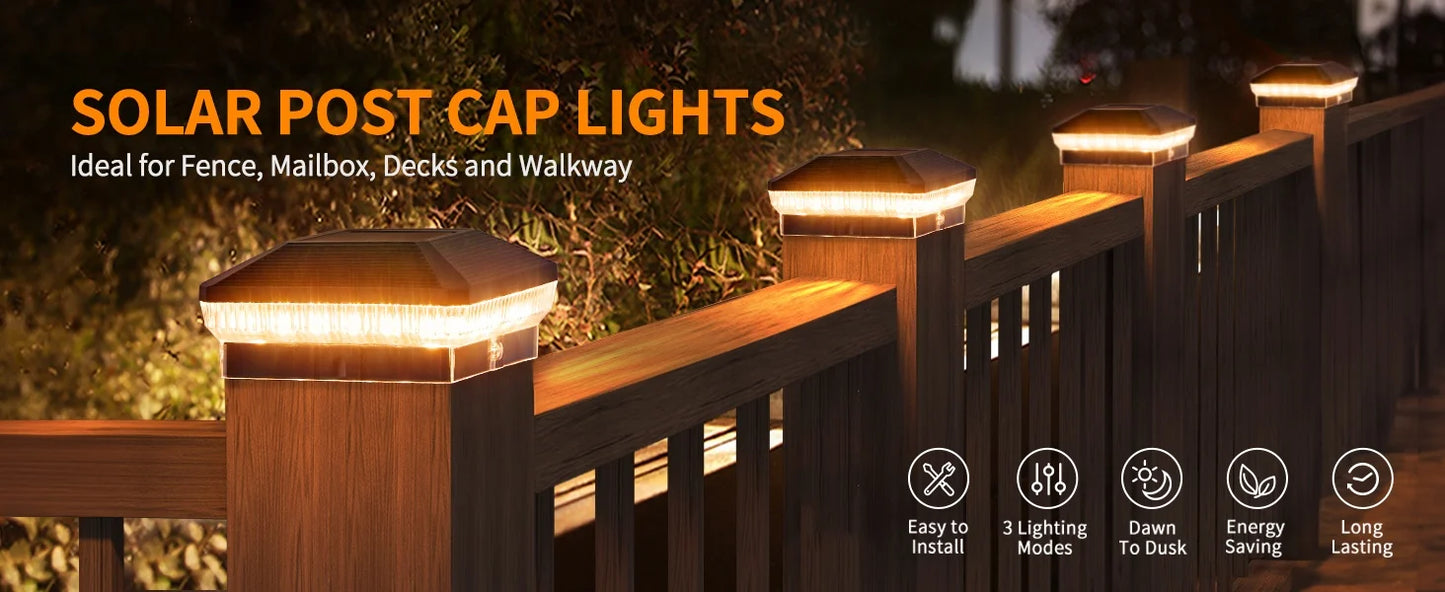 6/12 Pack 4x4 Solar Post Lights Outdoor, 40 LEDs 30 Lumens Fence Post Solar Lights Outdoor with 3 Modes