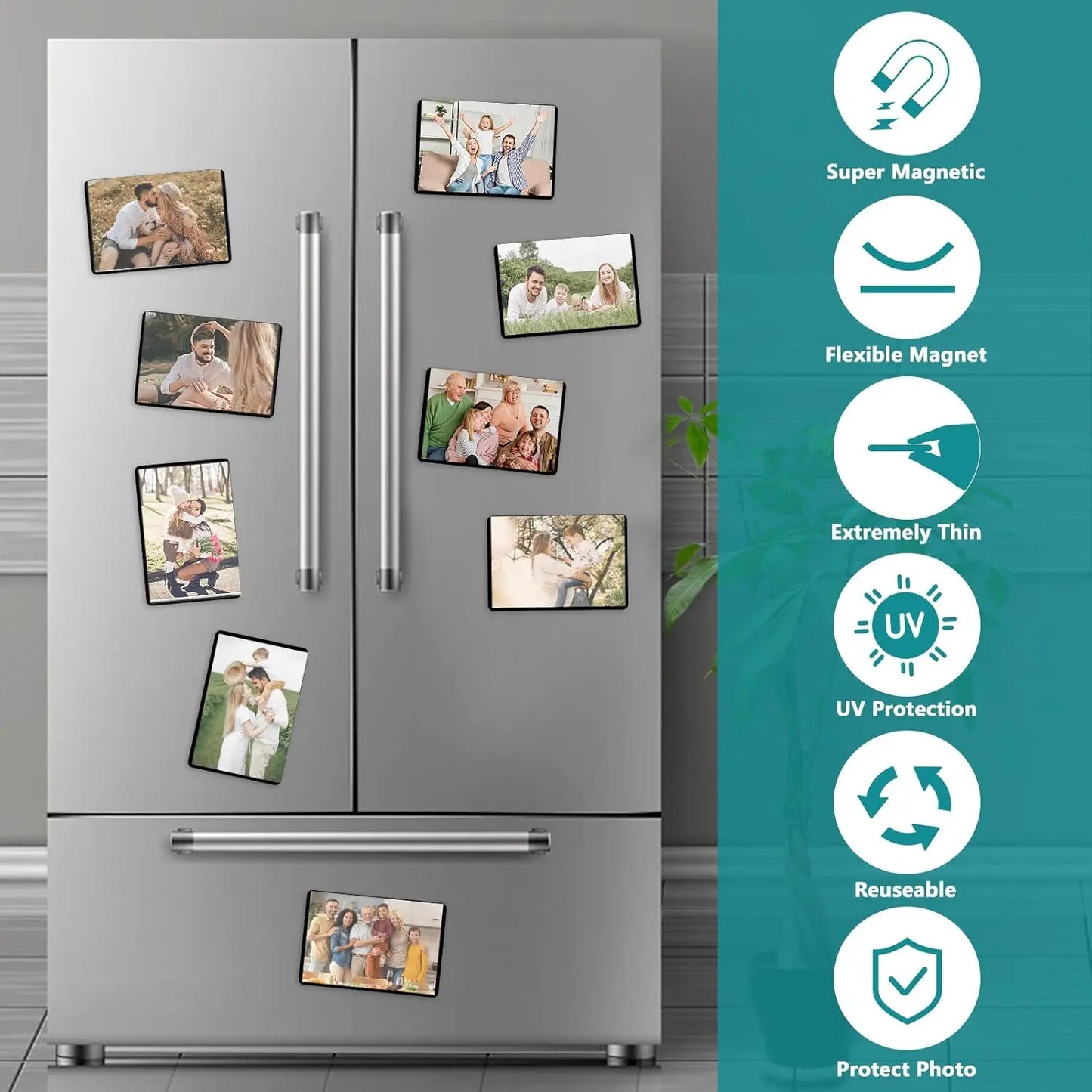 100 Pcs Magnetic Photo Frames for Refrigerator, 4x6 Inch Reusable Black Frames with Strong Magnets, UV Protection