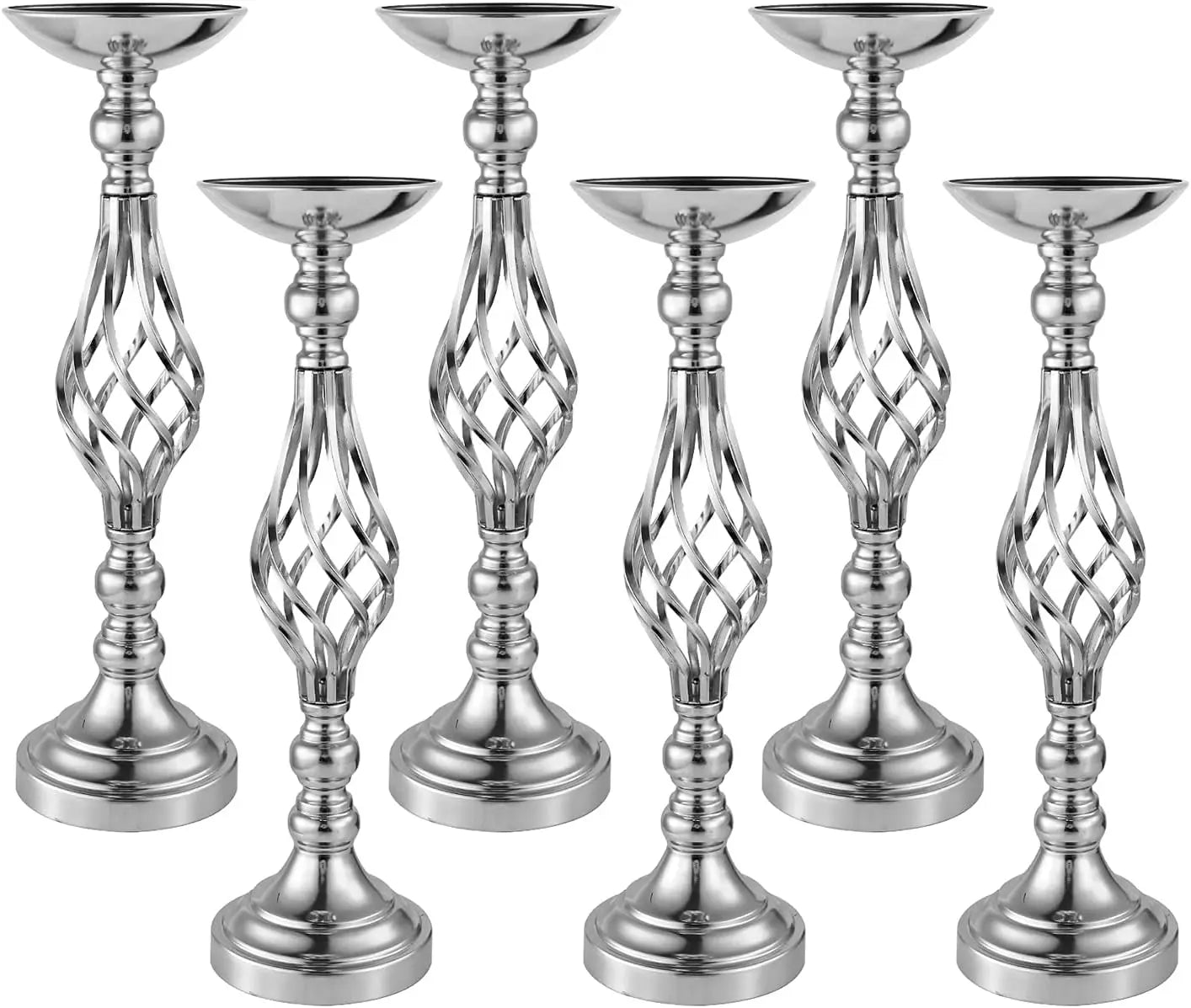6pcs Silver Metal Flower Vases18.7Inches Wedding Vases Centerpieces for Tables Flower Stand for Party,Birthday Flowers Vase