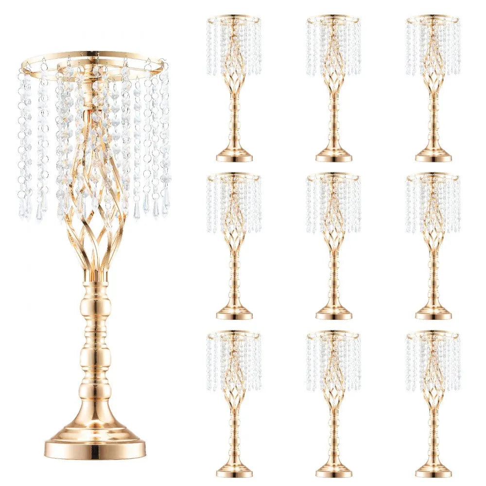 Sihao 10PCS 55cm/21.65” Tall Crystal Wedding Flower Stand Vase for Party Decor，Table Flower Stand, Home Decoration