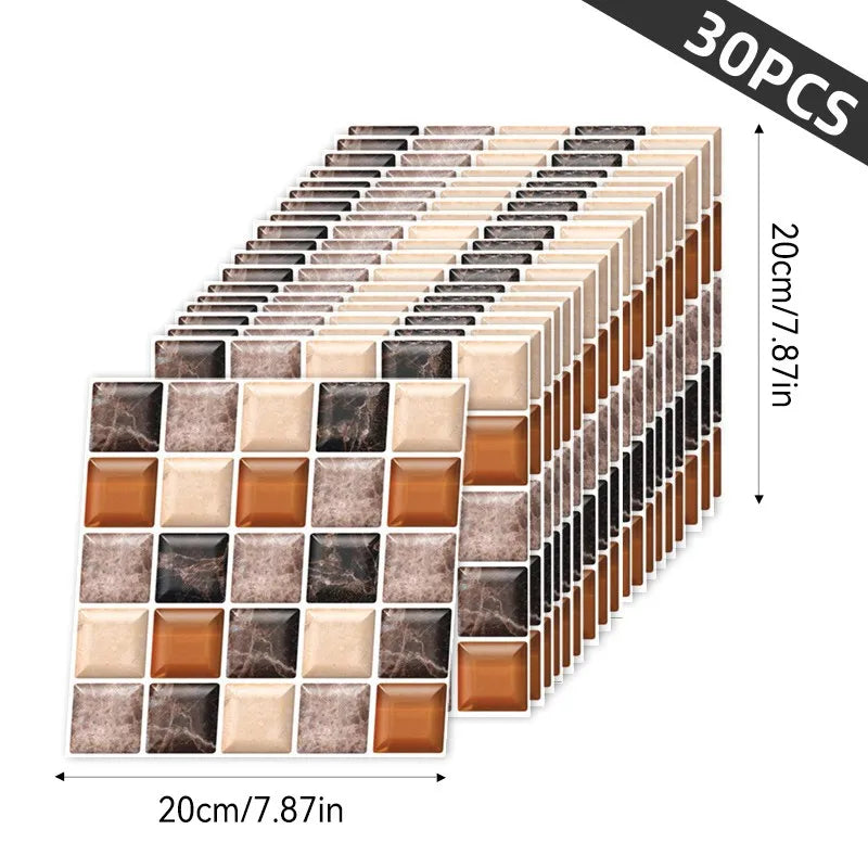 30pcs 3D Wallpaper Stickers, PET Wall Decors, Peel and Stick, Drawer Sticker, Wardrobe Sticker, Kitchen Stickers, Window Sticker