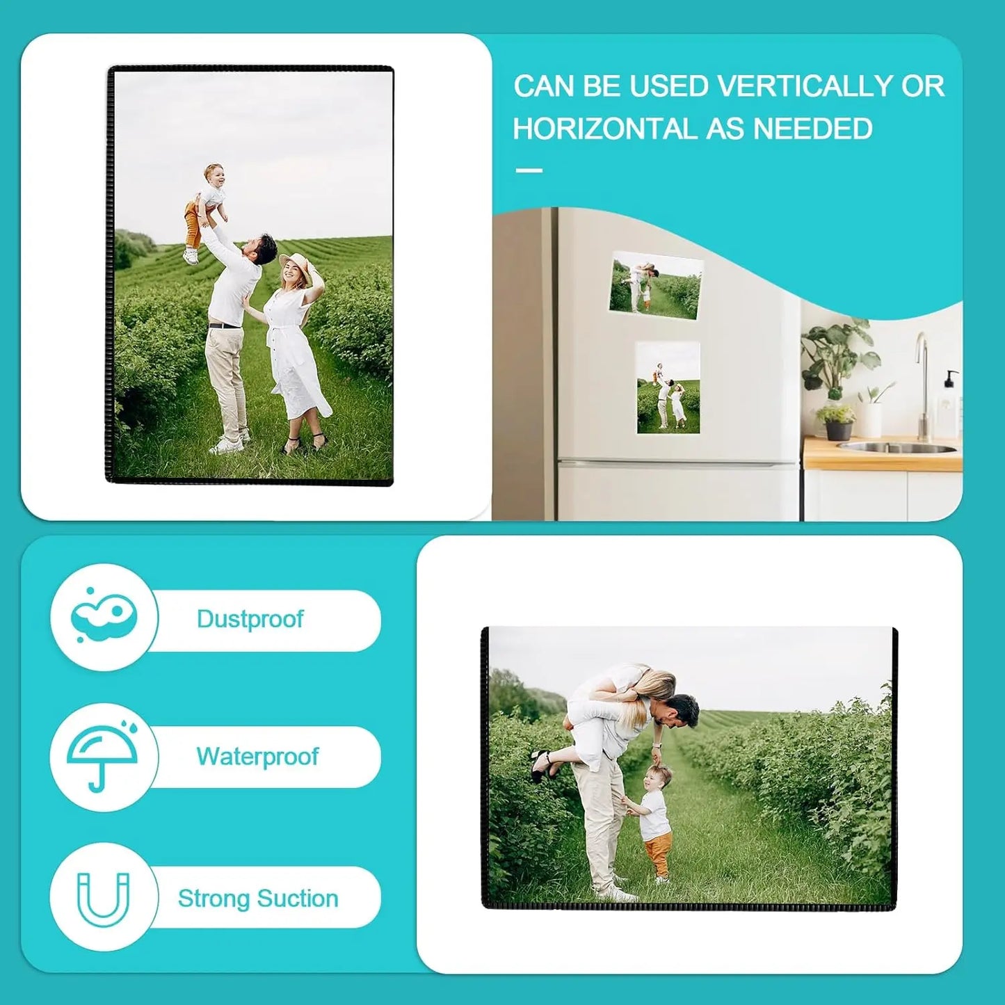 100 Pcs Magnetic Photo Frames for Refrigerator, 4x6 Inch Reusable Black Frames with Strong Magnets, UV Protection