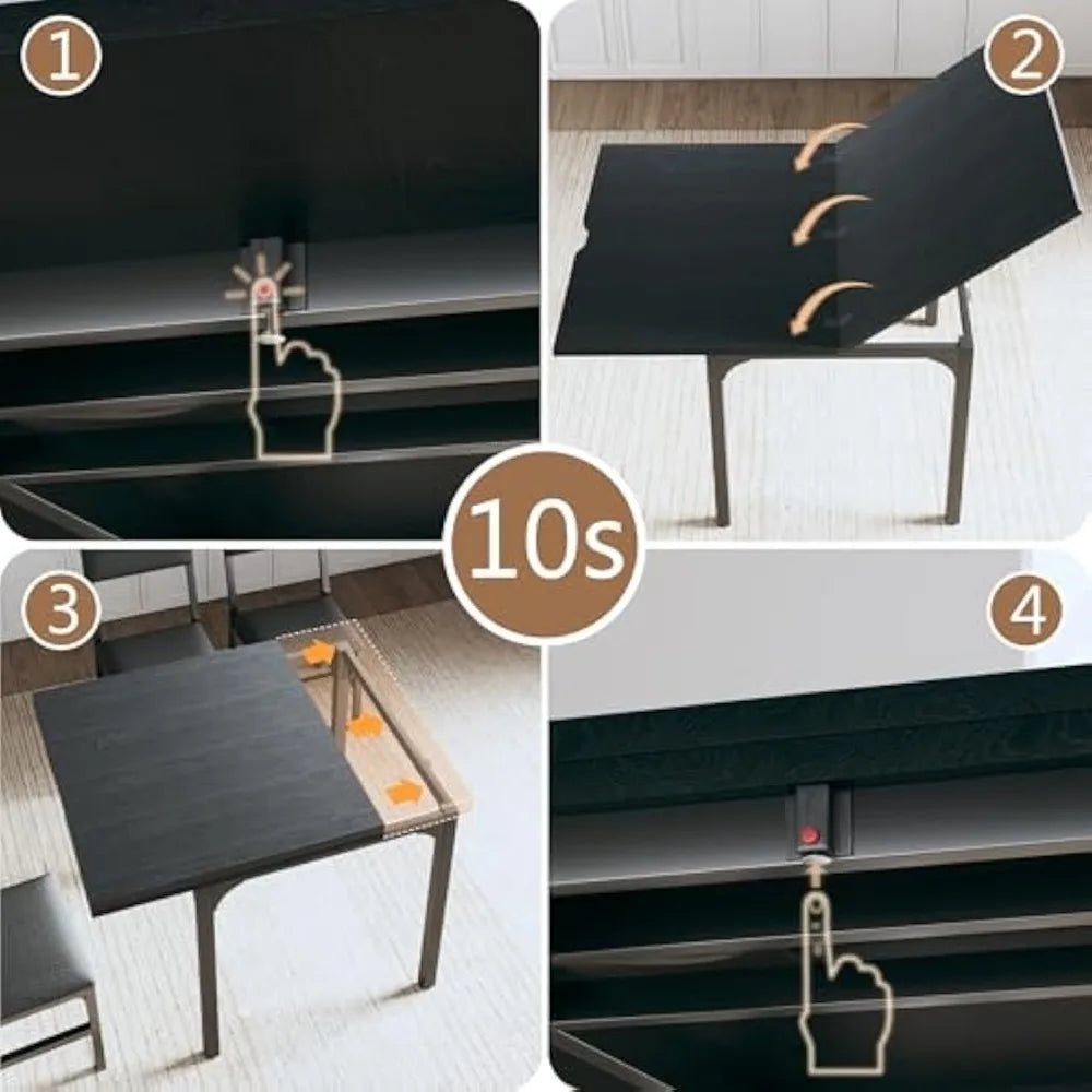 7-Piece Dining Table Set for 4-6, Extendable Kitchen Table Cushion Chairs Set of 6 with 6 Chairs, Rectangle Dining Table