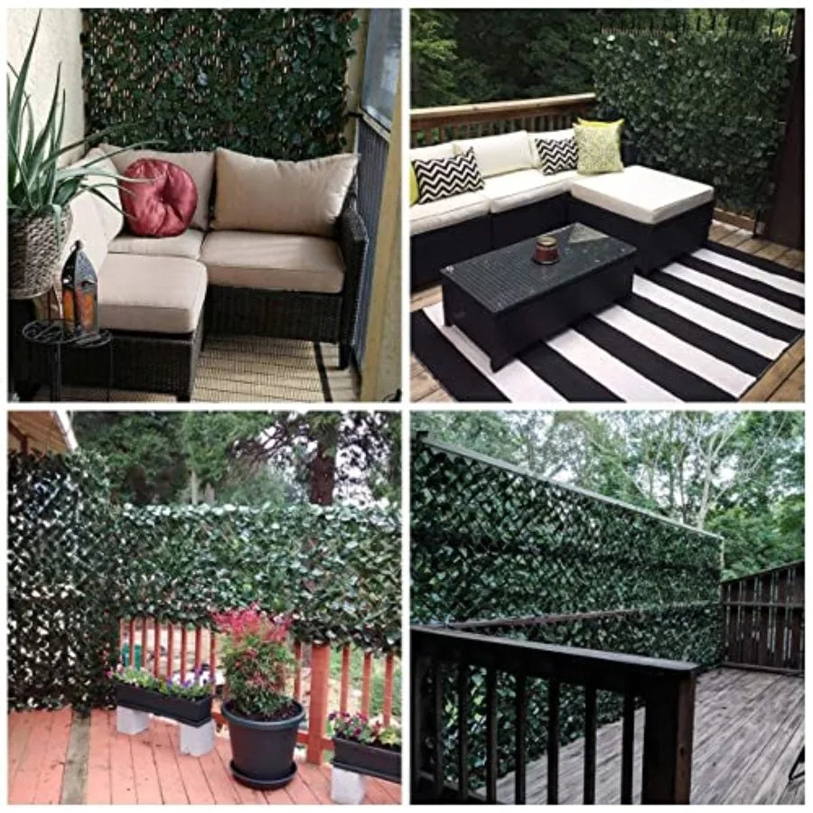 Expandable Fence Privacy Screen for Balcony Patio Outdoor Faux Ivy Fencing Panel for Backdrop Garden Backyard Home Decorations