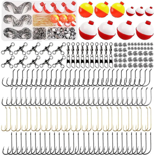 Essential 200-Piece Fishing Kit: Hooks, Bobbers, Tackle for Freshwater Fishing