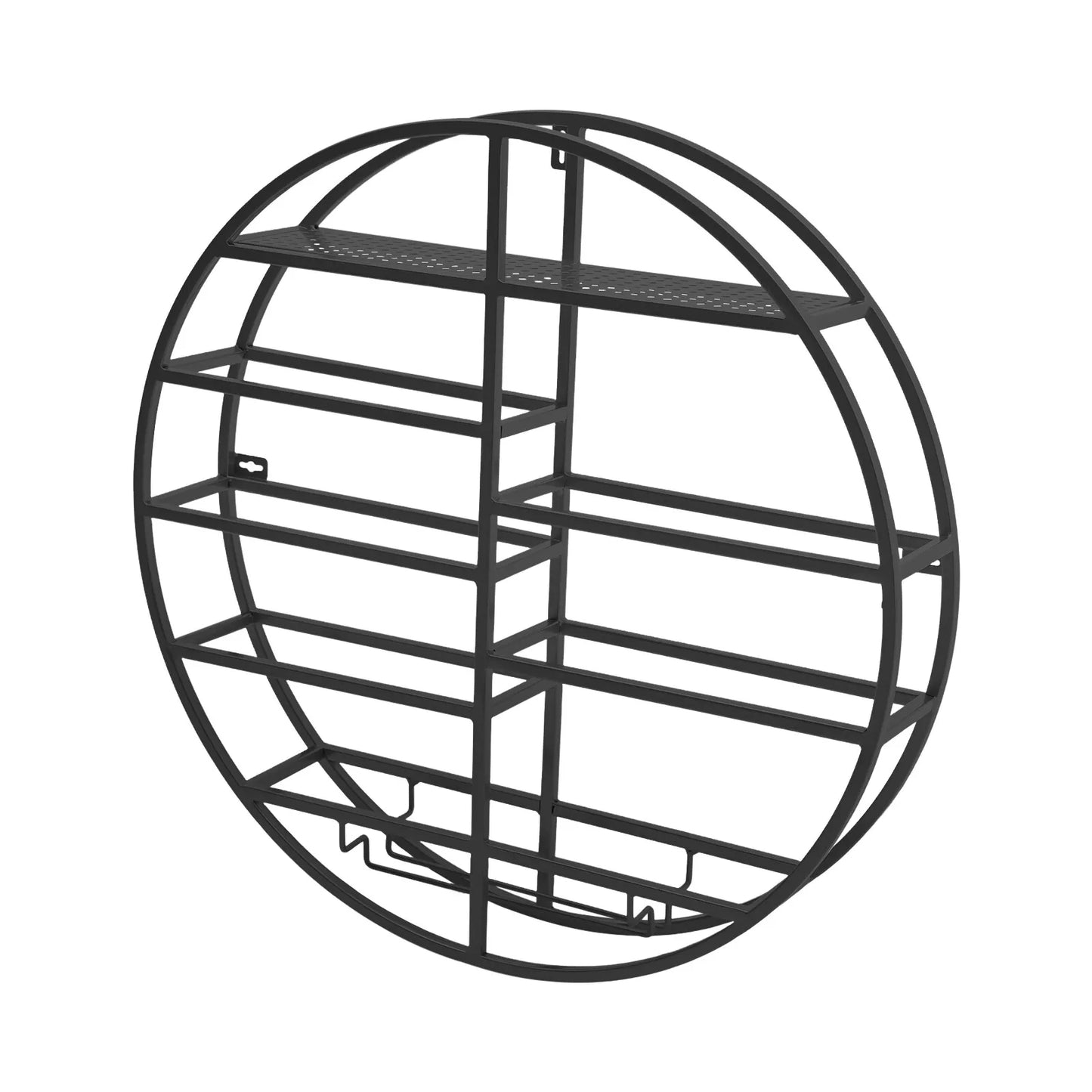 Modern Black Iron Wine Shelf Wall Mounted Large Capacity 7 Bottle Storage Rack
