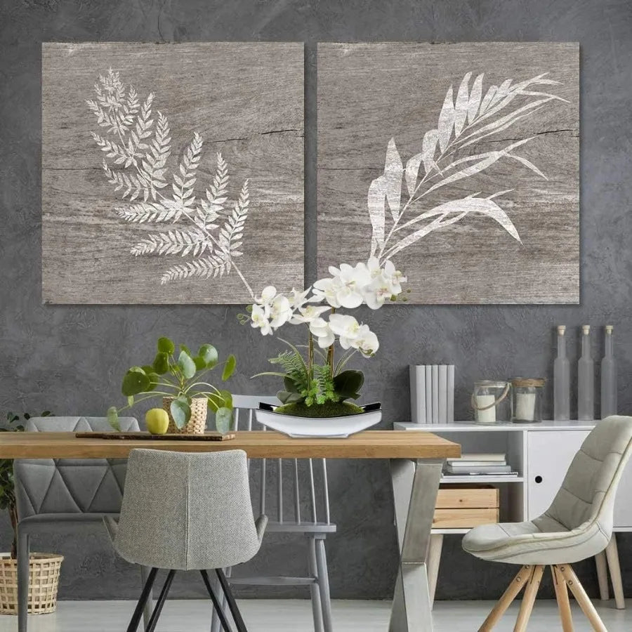 Artificial White Phalaenopsis Orchid Flowers 15 with Silver Pots Real Touch Faux Orchid Plant for Home Office Living Room Table