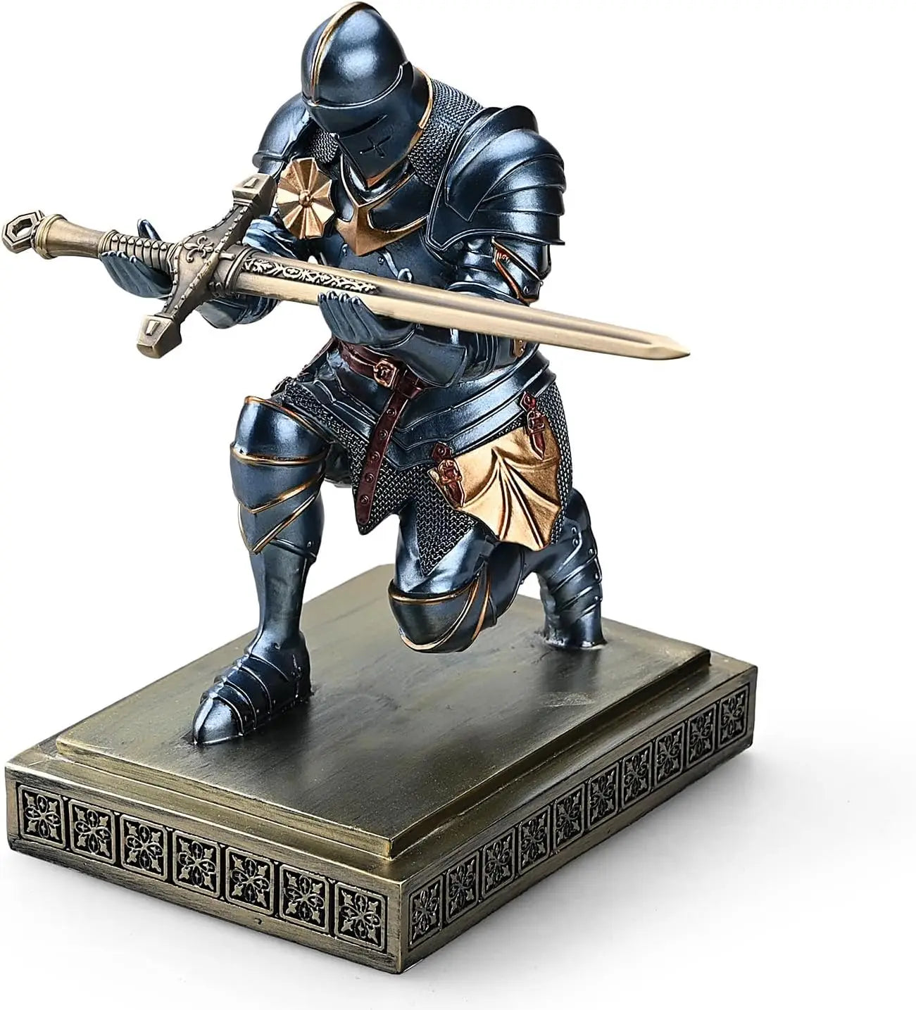 Armored Warrior Knight Pen holder desk organizer and accessory resin pen holder paper town, with a cool letter opener