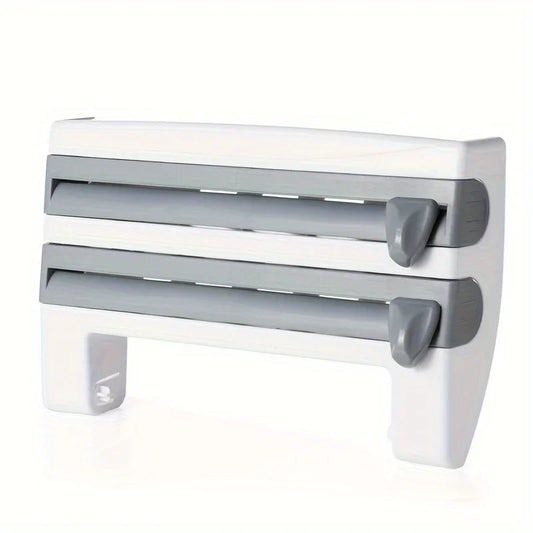 1PC Kitchen Shelf Cling Film Organizer with Cutter, Tin Foil Cutting, Paper Towel Holder, Towel Rack Multifunctional Storage