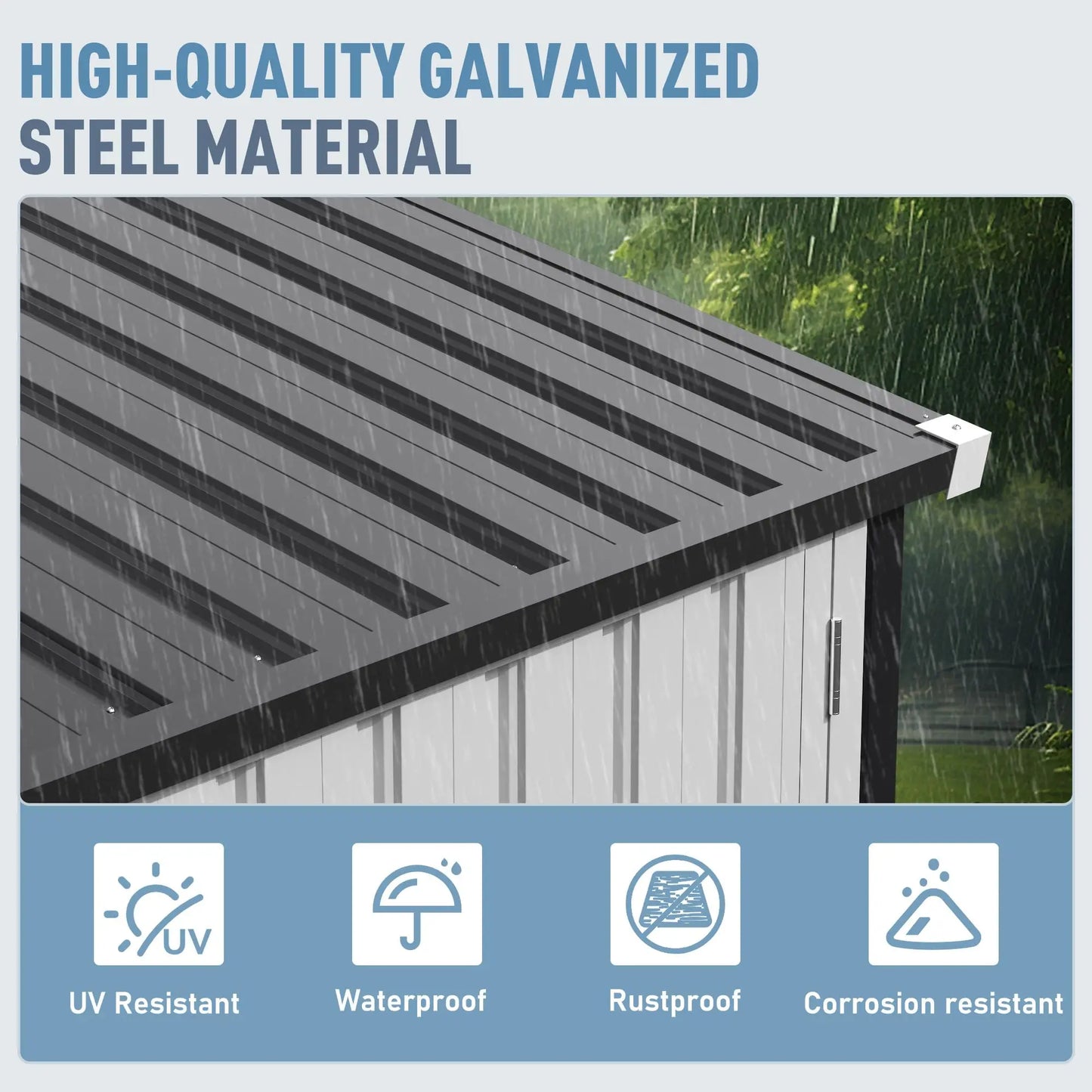 VIWAT 10x12~12x14 FT Outdoor Metal Storage Shed with Window, Lockable Garden Tool Shed, Heavy-Duty Frame, Backyard Patio Black