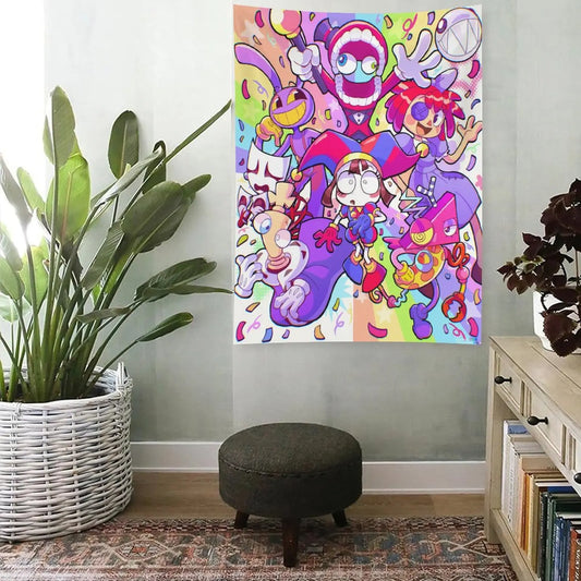 The A-Amazing Circus Cartoon Digital Tapestry, Home Decor, Funny Anime Wall Art Tapestries Backgrounds For Living Room,Dormitory