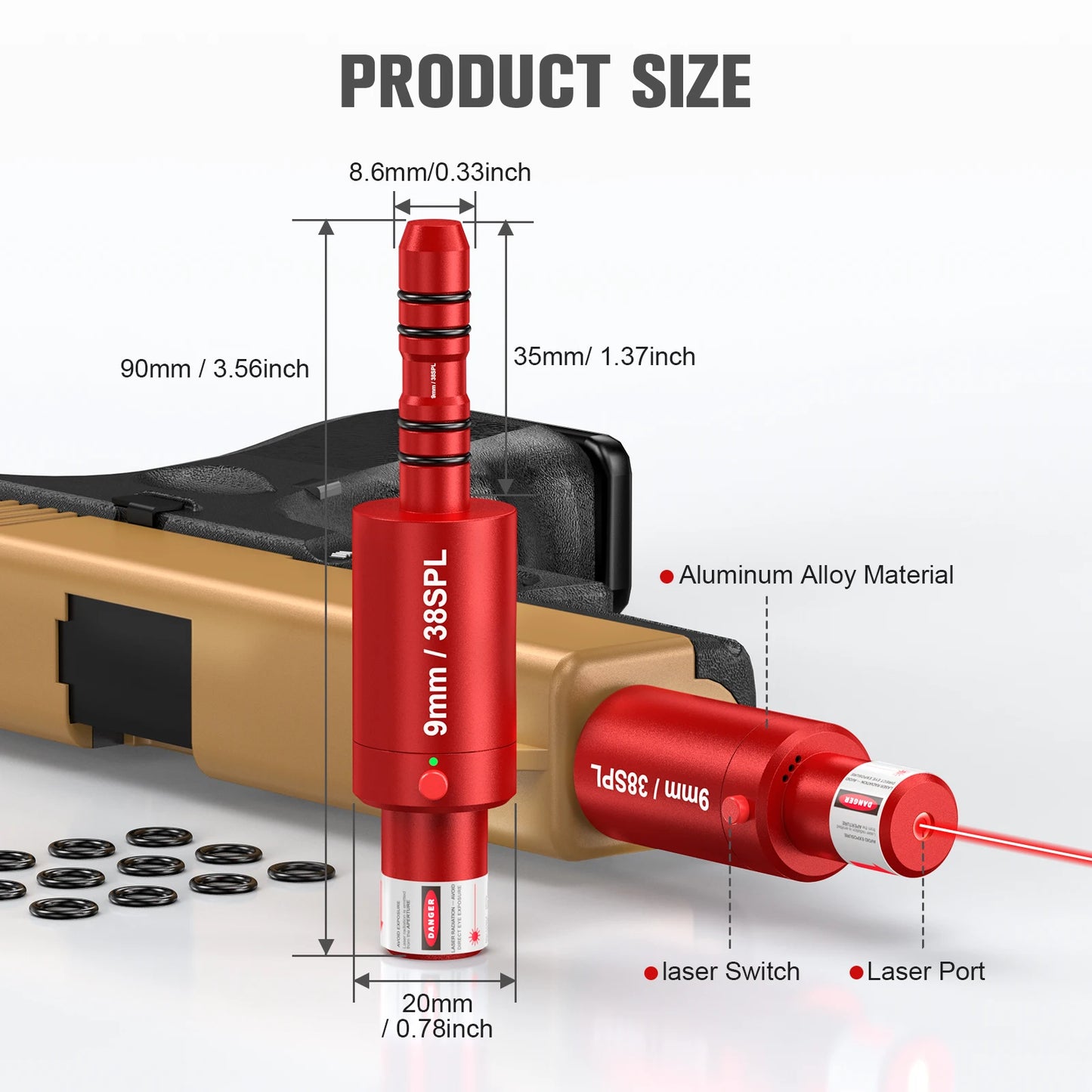 9MM 38SPL multifunctional magnetic red green light trainer, dual-purpose for training and calibration