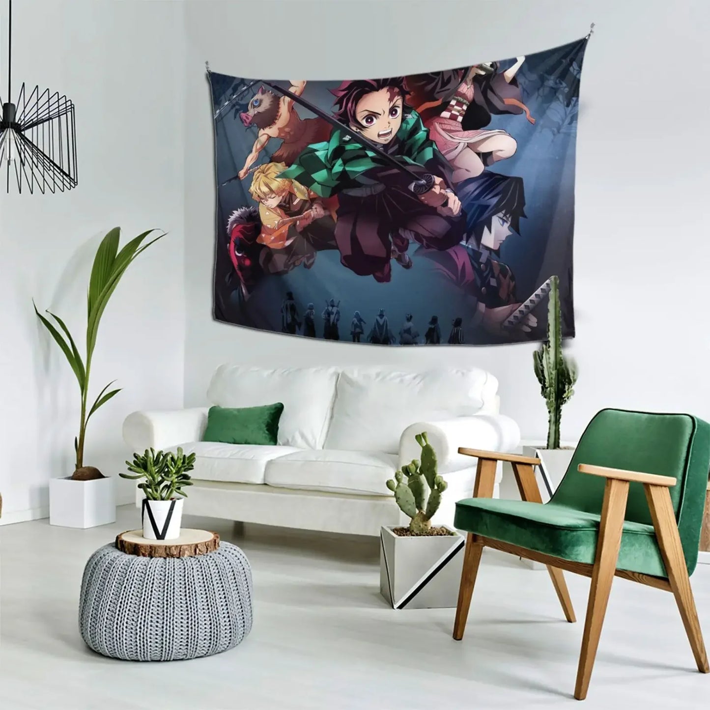 De mon Anime Slayer Wall Tapestries, Cartoon Figure Theme Poster Backgrounds, Wall Art Tapestry Home Decor For Dorm Living Room
