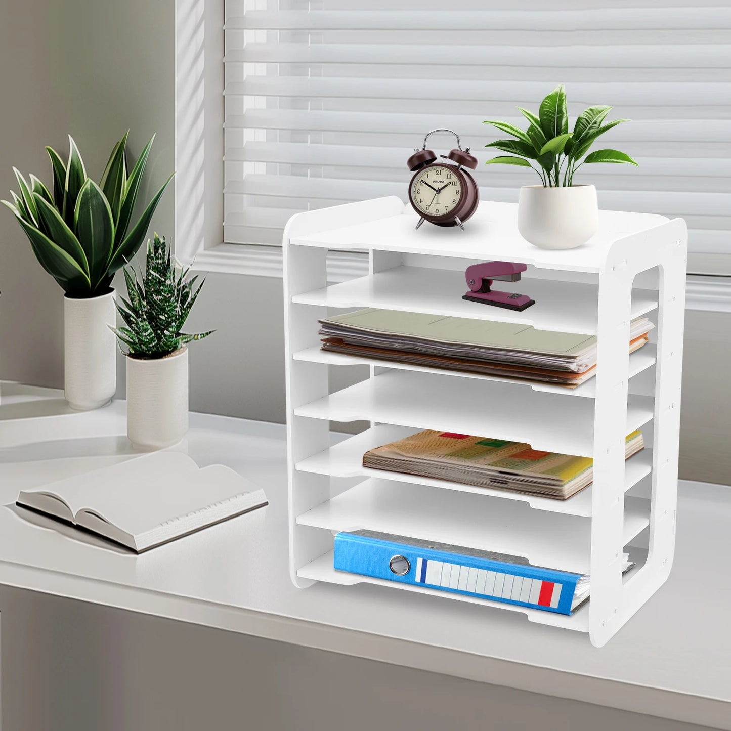 A4 Paper Desktop Storage Rack Office Paper Organiser Desktop File Holder Desk Letter Tray Multilayer Space-Saving Storage