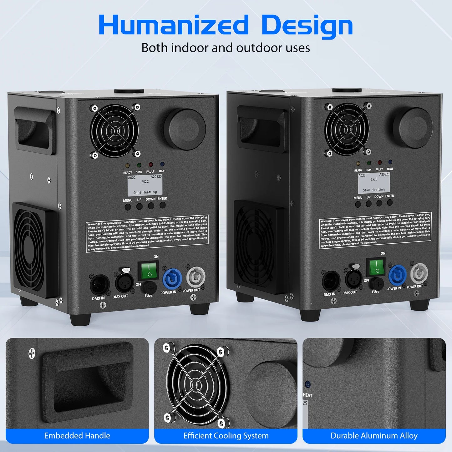 U'King 800W Cold Spark Machine DMX Control Cold Flame Sprayer Black Electronic Spark Machine for DJ Disco Party Stage Equipment