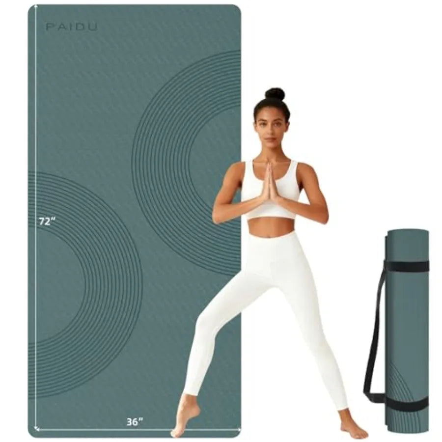 PAIDU Large Yoga Mat 72 x 36 x 2/510MM Thick Non-Slip Exercise Mat SGS-Certified POE Material Ideal for Home Gym Yoga Pilates F