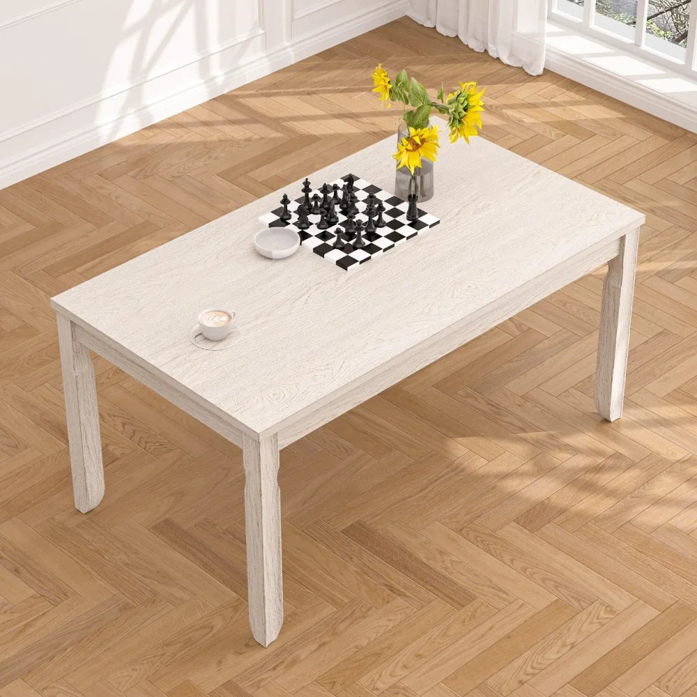Classic Solid Wooden Dining Table and 6 Chairs Set Kitchen Home for Dining Room