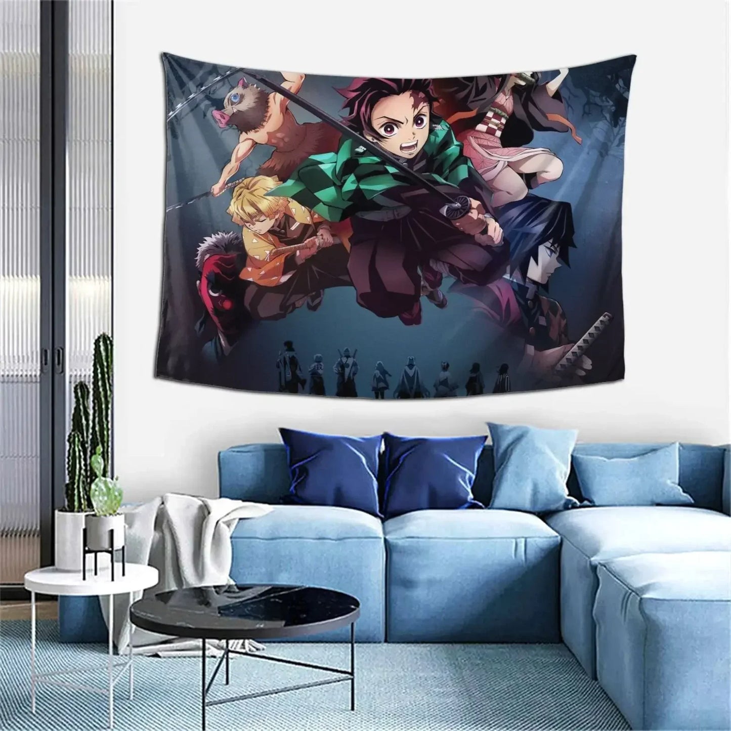 De mon Anime Slayer Wall Tapestries, Cartoon Figure Theme Poster Backgrounds, Wall Art Tapestry Home Decor For Dorm Living Room