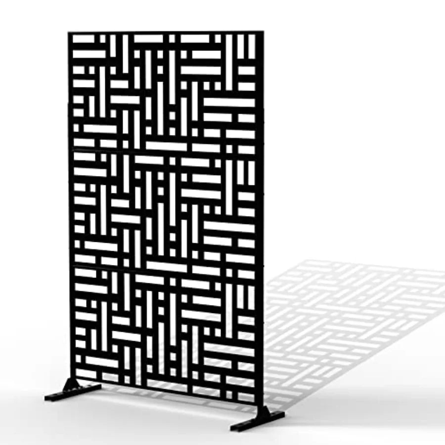Outdoor Privacy Screen Decorative Privacy Screen with Stand 6FT Metal Divider for Outdoor Garden Backyard Patio Free Standing B