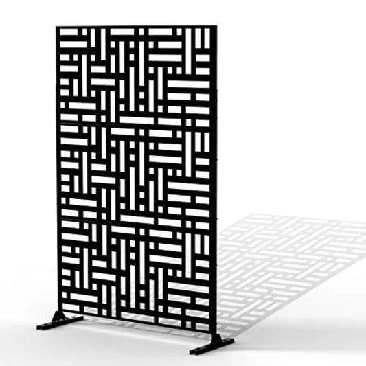 Outdoor Privacy Screen Decorative Privacy Screen with Stand 6FT Metal Divider for Outdoor Garden Backyard Patio Free Standing B