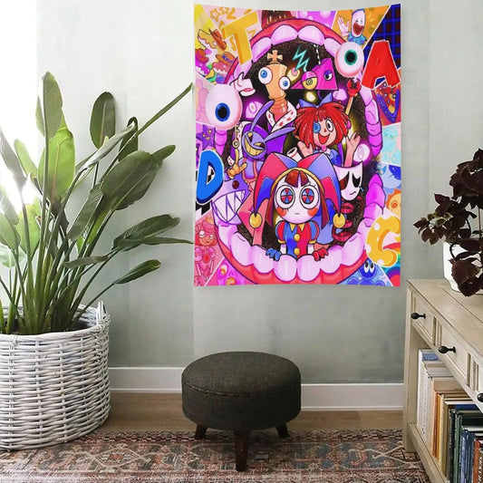 The A-Amazing Circus Cartoon Digital Tapestry, Home Decor, Funny Anime Wall Art Tapestries Backgrounds For Living Room,Dormitory