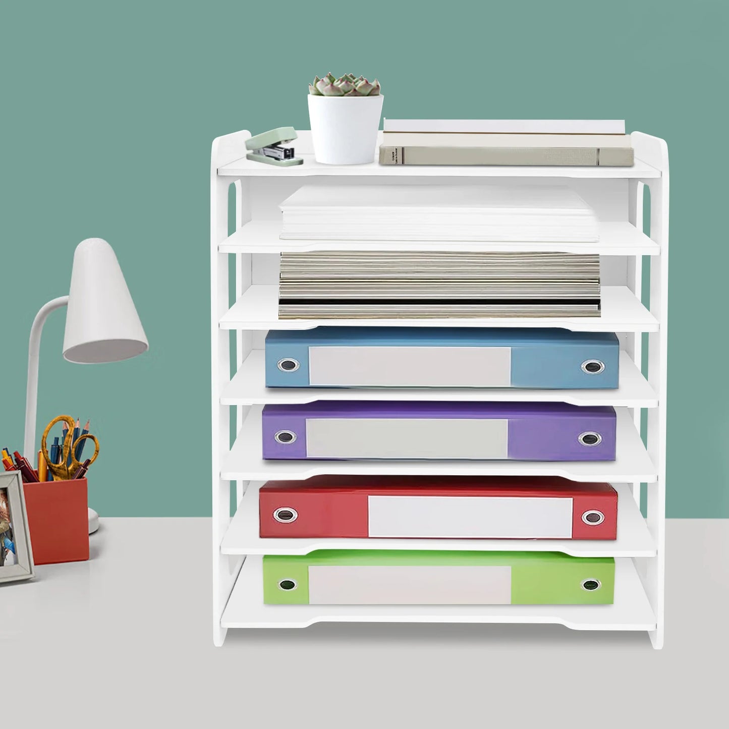 A4 Paper Desktop Storage Rack Office Paper Organiser Desktop File Holder Desk Letter Tray Multilayer Space-Saving Storage